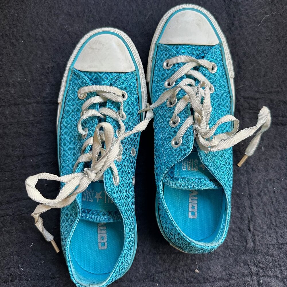 Shimmery Blue Patterned Chucks